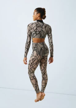 Weissman Game Of Survival -dance costume 11164 weissman flocked geometric unitard grey back 64566.1685491271