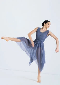 Weissman Mesh Handkerchief Hem Dress -dance costume 14292 indigo 12103 78389.1698816781