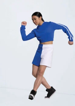 Weissman Striped Sleeve Cropped Hoodie 11 Weissman Striped Sleeve Cropped Hoodie -dance costume 14316 royal 14329 royal 6156 17333.1698537383