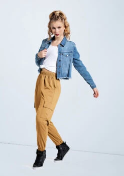 Weissman French Terry Cargo Pants -dance costume AH11507 mediumwash AH12728 camel 073 06674.1678890683