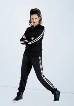 Weissman Stripe Sleeve Track Jacket -dance costume AH9280 black AH9281 black 089 28423.1678890723