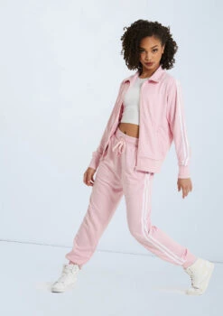 Weissman Stripe Sleeve Track Jacket -dance costume AH9280 pink AH9281 pink 011 15128.1678890724