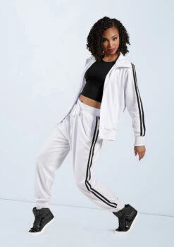 Weissman Stripe Sleeve Track Jacket -dance costume AH9280 white AH9281 white 2699 54449.1678890723