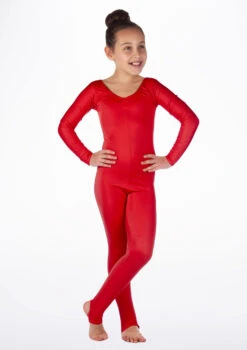 Alegra Girls Shiny Blaine Catsuit -dance costume ALC5290 MAIN RED 00840.1675211017
