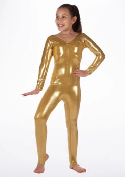 Alegra Girls Metallic Blaine Catsuit -dance costume ALC5324 MAIN GLD 37106.1678871773