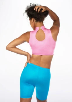 Alegra Girls Shiny Maris Dance Crop Top -dance costume ALS0264S MAIN PNK 23617.1678878305