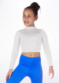 Alegra Girls Shiny Raya Dance Top -dance costume ALS5267 MAIN WHT 21225.1678878576