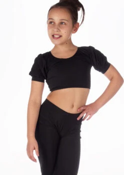 Alegra Girls Shiny Patsy Dance Top -dance costume ALS5274 MAINT BLK T 77729.1678878612