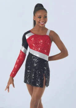 Weissman Colorblock Sequin Dress 9 Weissman Colorblock Sequin Dress -dance costume D9691 red black 1343 59903.1678890973
