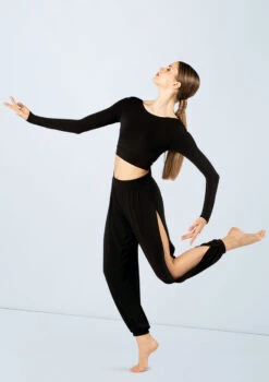 Weissman Knotted Back Crop Top -dance costume MJ12211 black MJ12237 black 2675 41502.1698450384