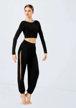 Weissman Knotted Back Crop Top -dance costume MJ12211 black MJ12237 black 2677 04182.1678891019