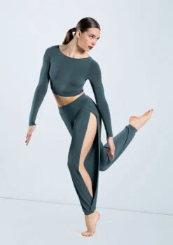 Weissman Knotted Back Crop Top -dance costume MJ12211 pine MJ12237 pine 871 01782.1678891014