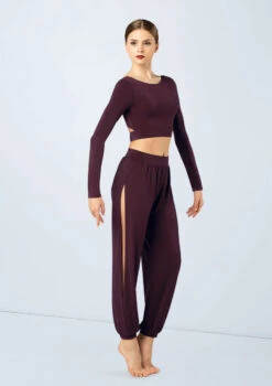 Weissman Knotted Back Crop Top -dance costume MJ12211 raisin MJ12237 raisin 4624 16321.1678891014