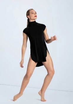 Weissman Mock Neck Tee Dress 10 Weissman Mock Neck Tee Dress -dance costume MJ12796 black 878 37938.1678891079