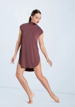 Weissman Mock Neck Tee Dress 13 Weissman Mock Neck Tee Dress -dance costume MJ12796 rosewood 703 08043.1698840483