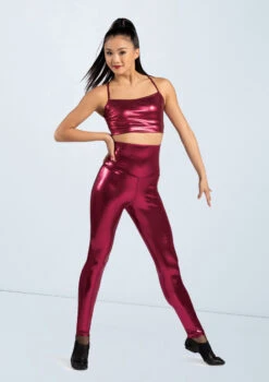 Weissman High Waist Metallic Leggings 12 Weissman High Waist Metallic Leggings -dance costume ML9062 blackcherry 1202 74811.1678891101