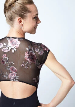 Move Dance Isadora Floral Zip Up Leotard -dance costume MOL0634 BLK CLOSE UP BACK 1 02740.1678884215