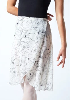 Move Dance Floral Long Wrap Dance Skirt - Ivory -dance costume MOR0407 CRM CLOSE UP FRONT 1 16715.1678884695