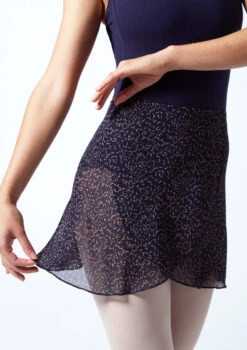 Move Dance Speckled Wrap Dance Skirt - Navy -dance costume MOR0408 BLK CLOSE UP FRONT 1 64637.1678884695