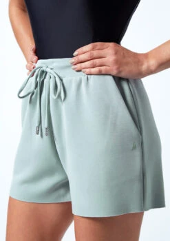 Move Dance Cassandra Jersey Dance Shorts -dance costume MOR0637 TEAL CLOSE UP FRONT 1 89862.1678884709
