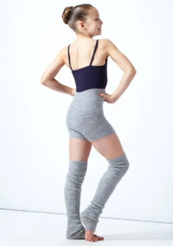Move Dance Teen Isabella Knit Roll Top Dance Shorts -dance costume MOZ5719 GRY BACK 1 01943.1678885173