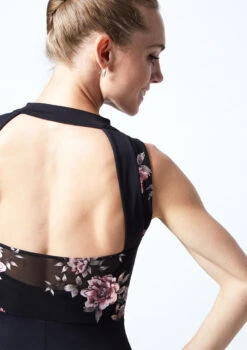 Move Dance Jupiter Floral Sleeveless Catsuit -dance costume MO C0631 BLK CLOSE UP BACK 1 87341.1678928407