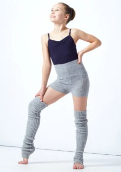 Move Dance Teen Isabella Knit Roll Top Dance Shorts -dance costume MO Z5719 GRY FRONT 1 11477.1678885173