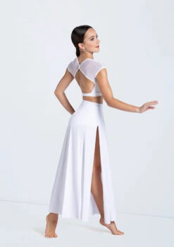 Weissman Matte Jersey Maxi Skirt -dance costume MT10463 S13081 white 083 97493.1694572767