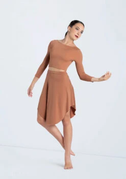 Weissman Matte Jersey Curved Hem Skirt -dance costume MT12224 warmsand S13073 warmsand 0573 71889.1692491479