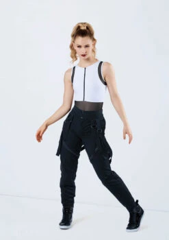 Weissman Mesh Detail Sleeveless Leotard -dance costume MT12491 whiteblack AH10511 black 698 32031.1678891221