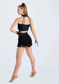 Weissman Fringe Mock Neck Crop Top -dance costume MT9321 MT12611 black 0114 11316.1678891264