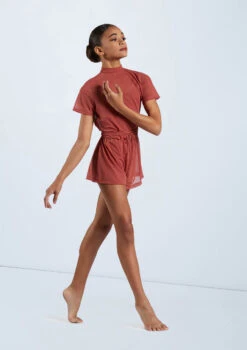 Weissman Mock Neck Power Mesh Romper -dance costume SM11785 paprika 6534 58832.1698840527
