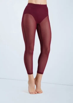 Weissman Cropped Mesh Leggings -dance costume SM11827 blackcherry 6035 28503.1698840527