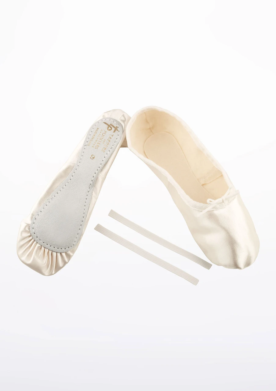 Tappers & Pointers Full Sole Satin Ballet Shoe - Ivory 4 Tappers & Pointers Full Sole Satin Ballet Shoe - Ivory - Image 2