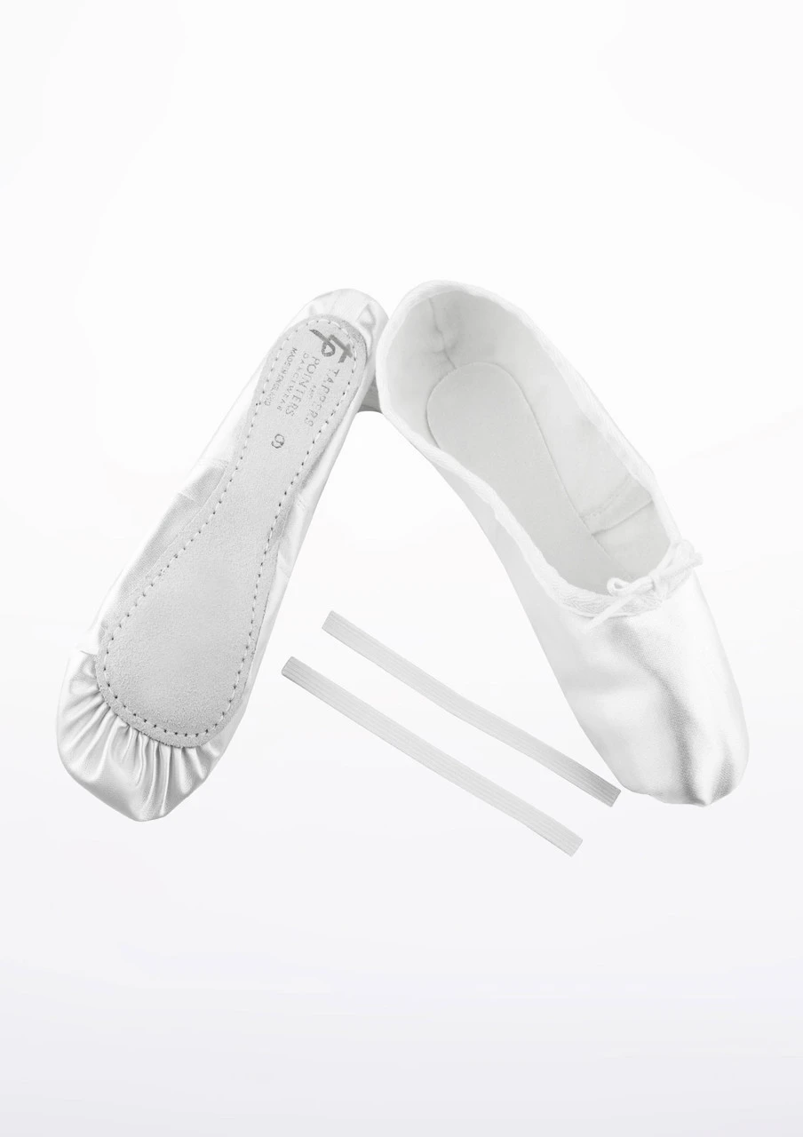Tappers & Pointers Full Sole Satin Ballet Shoe - White 4 Tappers & Pointers Full Sole Satin Ballet Shoe - White - Image 2