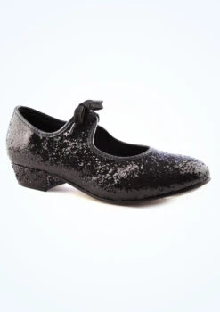 Alegra Tie Front Glitter Tap Shoe - Black 9 Alegra Tie Front Glitter Tap Shoe - Black -dance costume alh0021 black main 1t 07993.1692919093