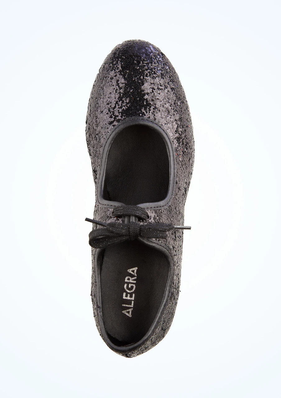 Alegra Tie Front Glitter Tap Shoe - Black 4 Alegra Tie Front Glitter Tap Shoe - Black - Image 2