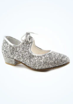Alegra Tie Front Glitter Tap Shoe - Silver -dance costume alh0021 silver main 1t 45665.1678872526
