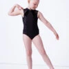 Bloch Girls Madinsson Zip Front Tank Leotard -dance costume blcl1035 black front 61234.1675901672