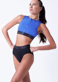 Bloch Remy Zip Front Tank Crop Top -dance costume blft5010 blue front t 59922.1698799274