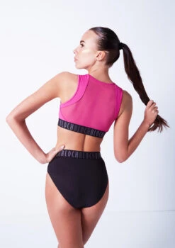 Bloch Remy Zip Front Tank Crop Top -dance costume blft5010 pink close up back 90108.1678925834