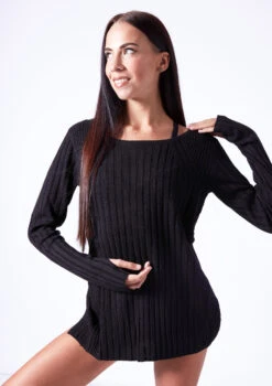 Bloch Amore Open Back Jumper -dance costume blz1069 black front 3 67801.1698711756