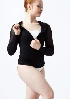 Ballet Rosa Zipped Mesh Hoodie -dance costume br midori ballet rosa zipped mesh hoodie black front thumbnail T 83926.1698803760