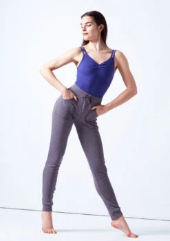 Ballet Rosa Drawstring Cuffed Pants -dance costume brlazuli grey front 2 07198.1678926826