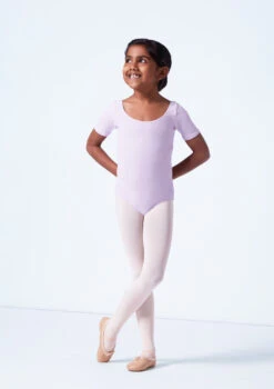 Capezio Class Kids Short Sleeve Leotard -dance costume cad400c lilac front 68769.1689290965