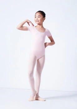 Capezio Class Kids Short Sleeve Leotard -dance costume cad400c pink front 2 75096.1689290966