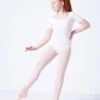 Capezio Class Kids Short Sleeve Leotard -dance costume cad400c white front 2 21030.1689290965