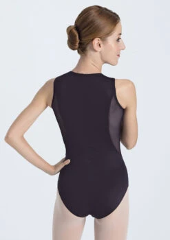 Intermezzo Teen Zip Front Mesh Leotard -dance costume it31517 black back 18490.1676420778