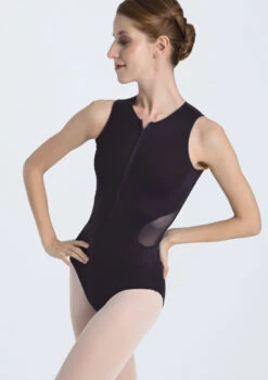 Intermezzo Teen Zip Front Mesh Leotard -dance costume it31517 black front t 75526.1698808118