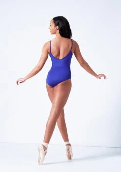 Mirella Camisole Chevron Rib Panel Leotard -dance costume mim4043lm blue back 00862.1679927450